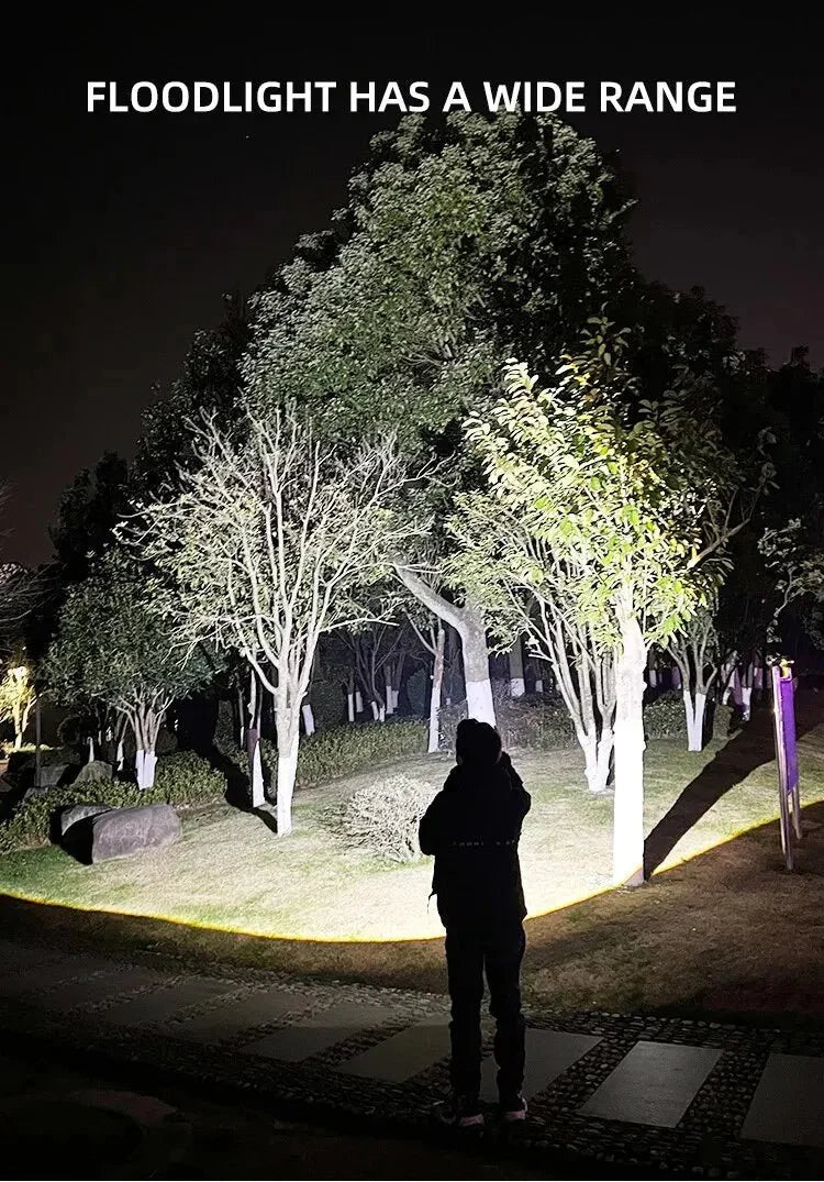 BrightPulse LED Flashlight 100000 Lumens USB Recharge Zoom Waterproof Outdoor
