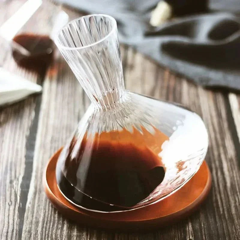 Otáčecí skleněná karafa na víno, 1 litr pro milovníky vína, elegantní stolní doplněk