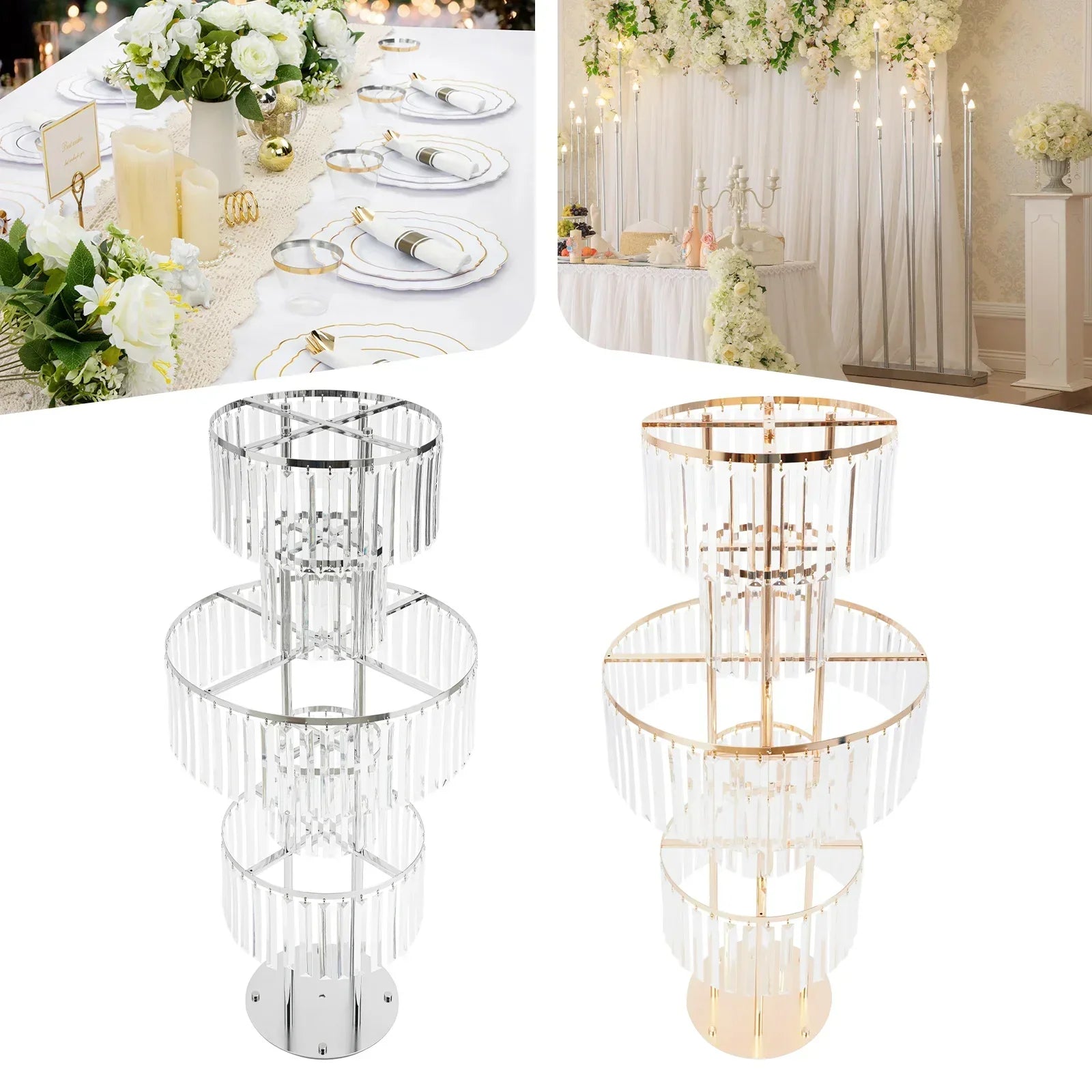 Stojak na kwiaty AuraFlora Crystal Accent pięciopoziomowy z metalowymi i akrylowymi półkami
