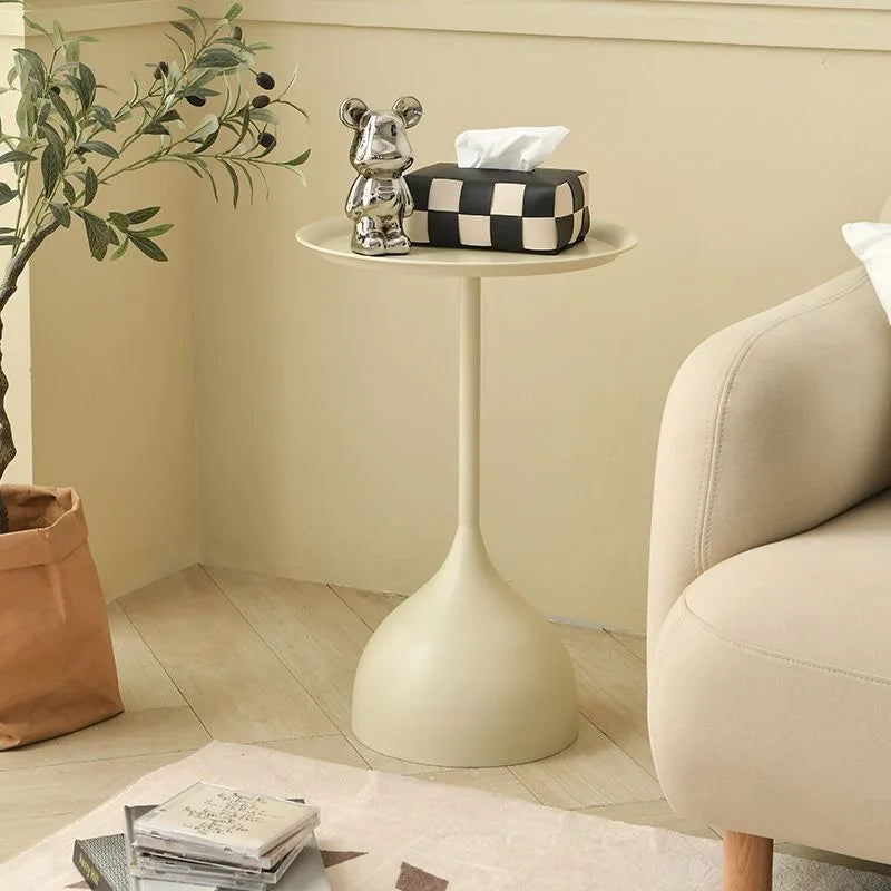 NordicLine Compact Round Metal Accent Side Table for Living Room