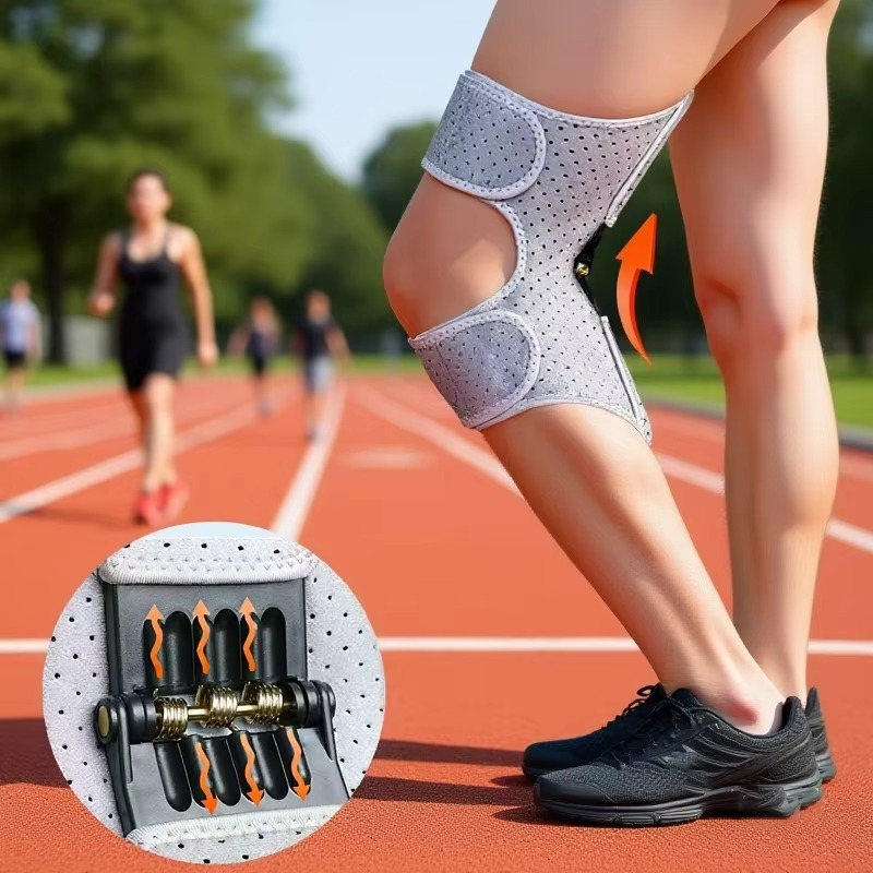 Knee Support Sleeve With Adjustable Fit And Power Rebound Springs