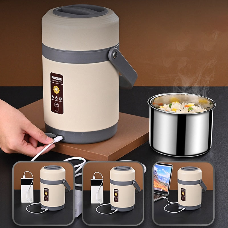 USB Heated Lunch Box | 304 Stainless Steel, Portable Food Warmer