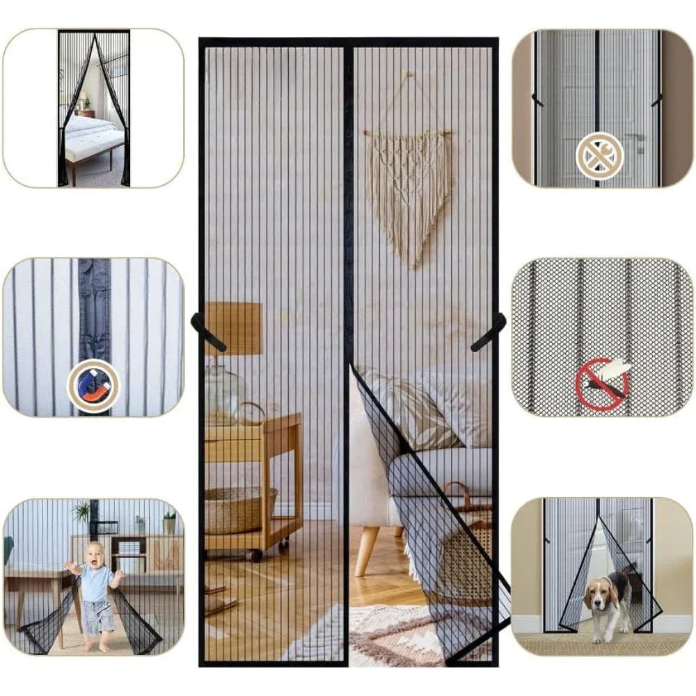 Tenda per porta BreezeAura resistente alle zanzare, senza mani, 100x210 cm, per soggiorno e camera da letto