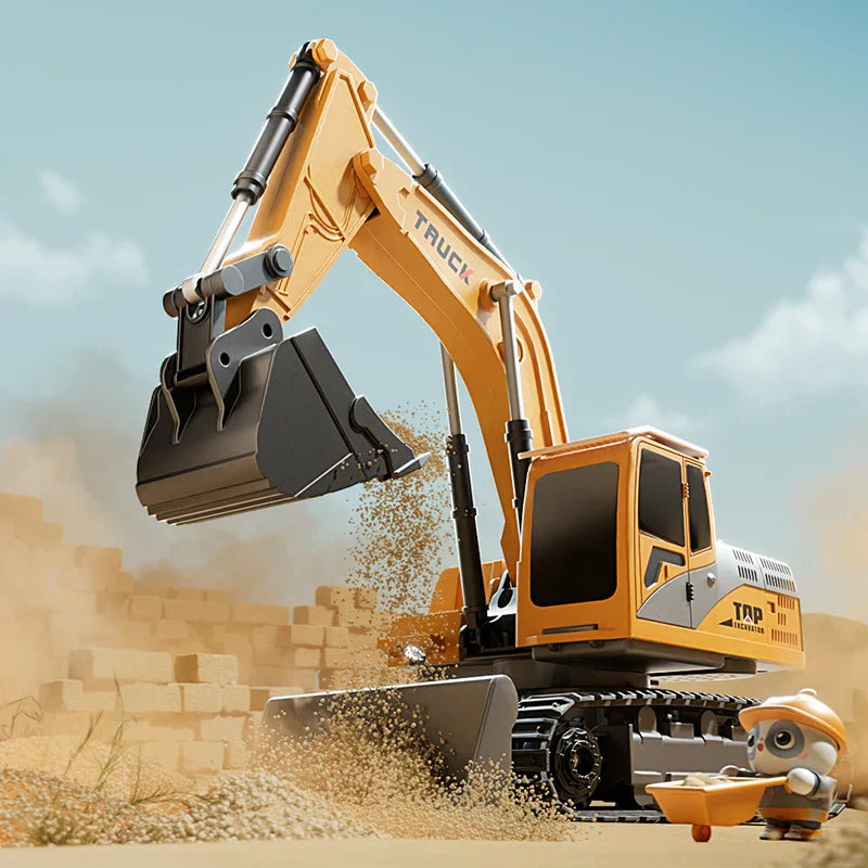 RoboExcavator Alloy RC Excavator With Lights And Sound Effects