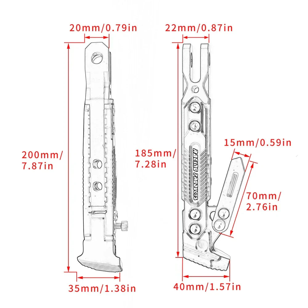 RiderPro Heavy Duty Metal Motorcycle Kickstand Bracket For Stable Side Parking Stand