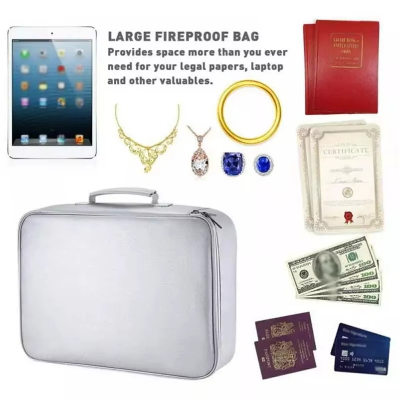 Compact Travel Document Case With Fireproof Protection And Waterproof Exterior