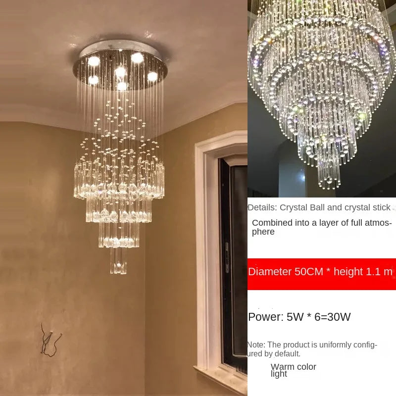 Lumina Krystal Lysekrone i Rustfrit Stål og Krystaller