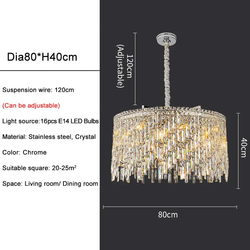 Candelabru Elara Cristal cu Cristale K9 și Lumină Caldă