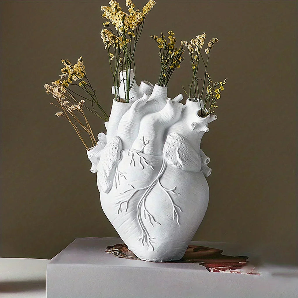 Lumen Heart Resin Vase for koselig hjemmedekor i rød, gul eller hvit