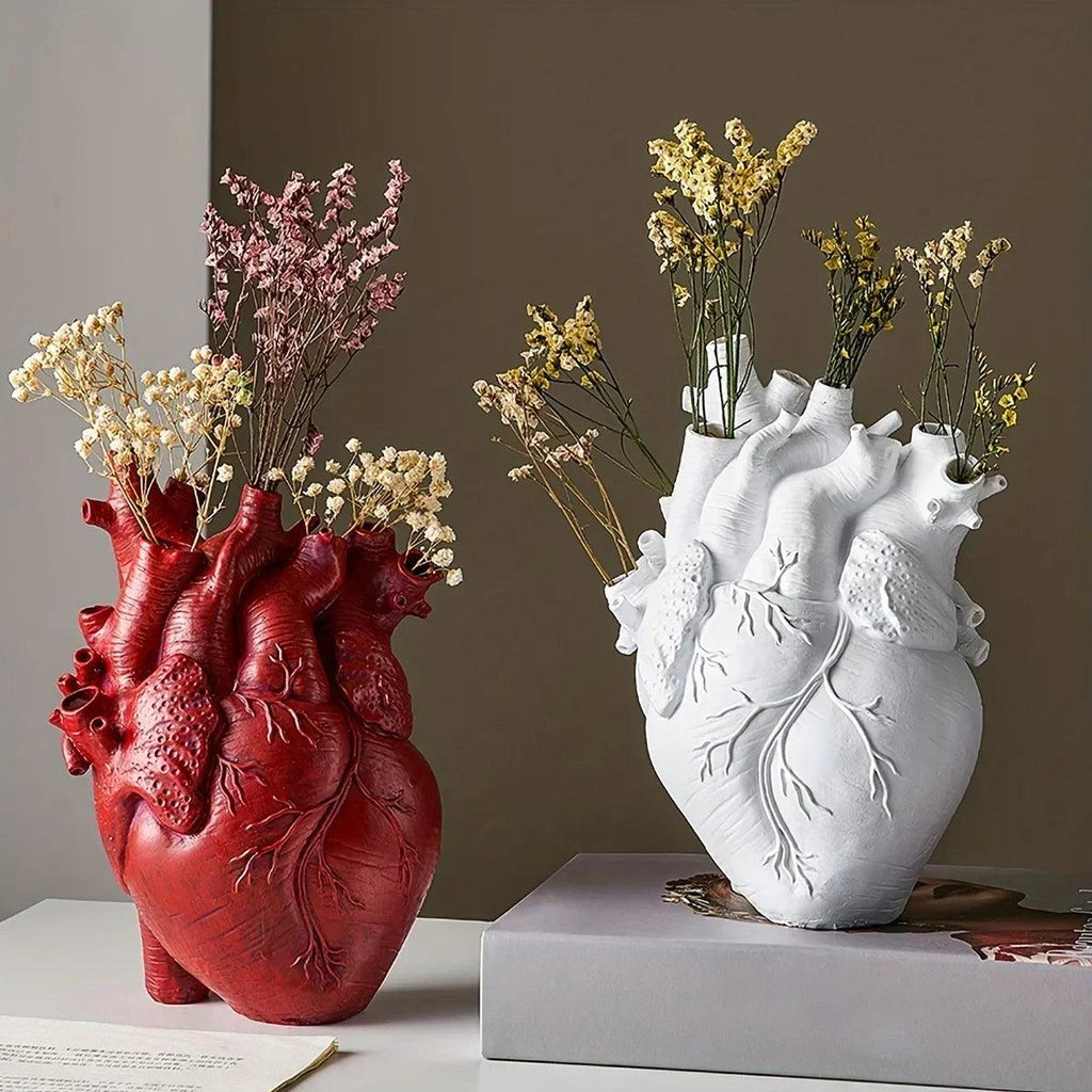 Lumen Heart Resin Vase for koselig hjemmedekor i rød, gul eller hvit