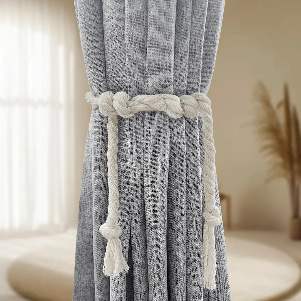 Noctavia 2 Panel 100% Blackout Linen Curtains With Tiebacks For Bedroom And Living Room