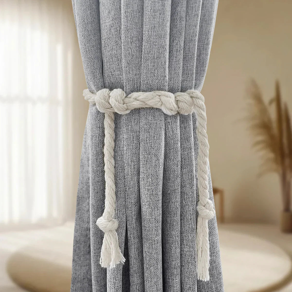 Noctavia 2 Panel 100% Blackout Linen Curtains With Tiebacks For Bedroom And Living Room