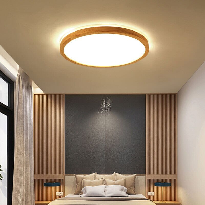 Candeeiro de Madeira LED Inteligente Willowcrest com Abajur de Acrílico e Comando à Distância