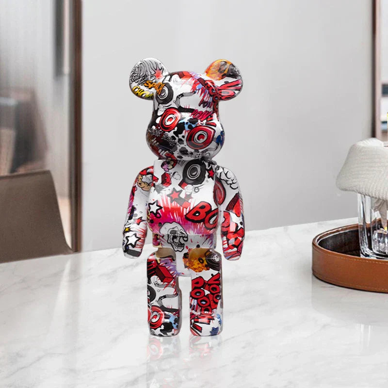 CityCub Bear Figurine In Street Art Style With Built-In Tray For Desk Or Shelf