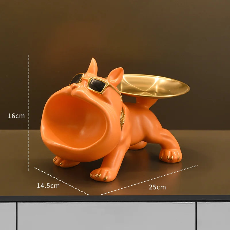 PawNook Bulldog Figurine With Built In Storage Tray For Home Decor