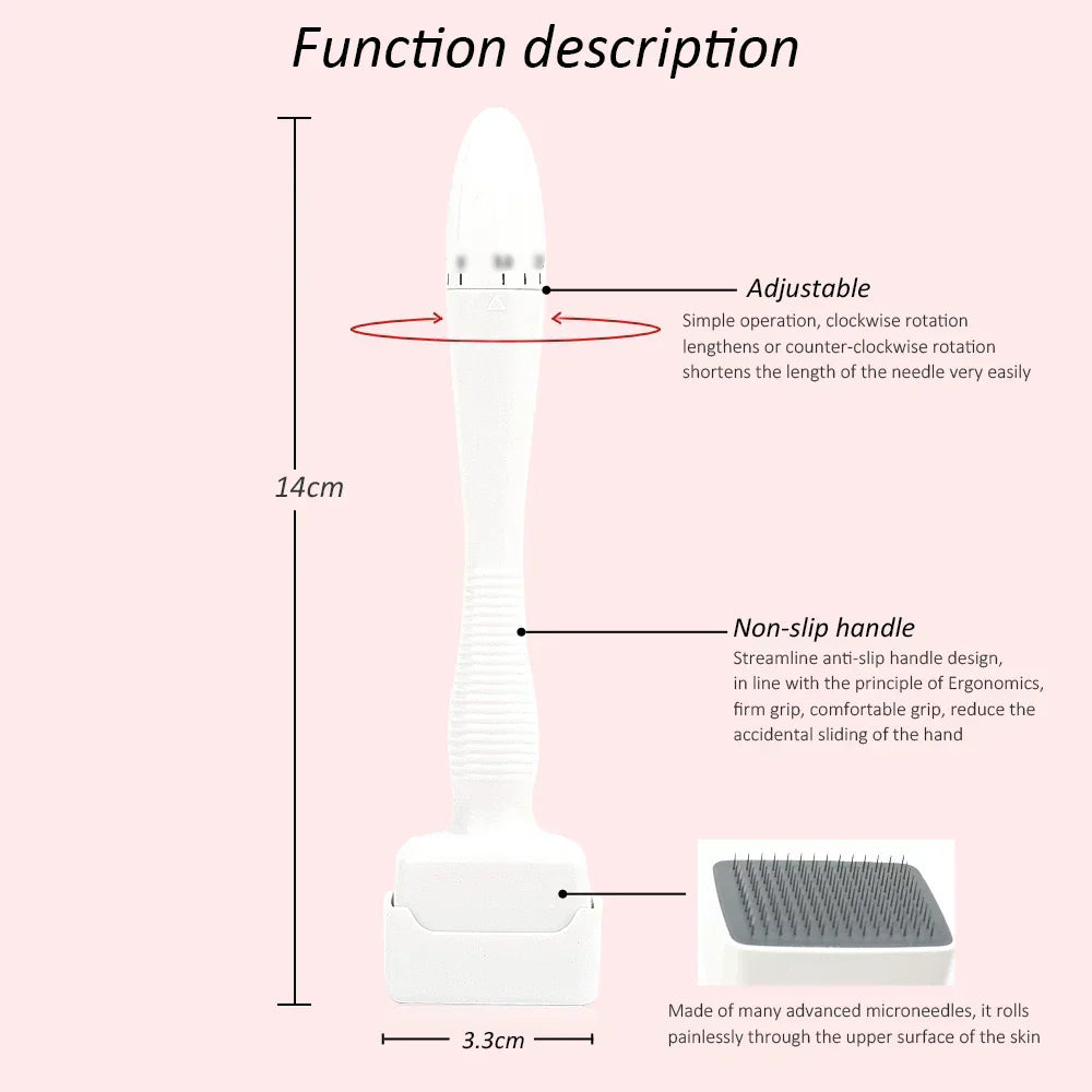 NovaDerm 140-igłowy derma roller z regulowanym pokrętłem do pielęgnacji skóry w domu