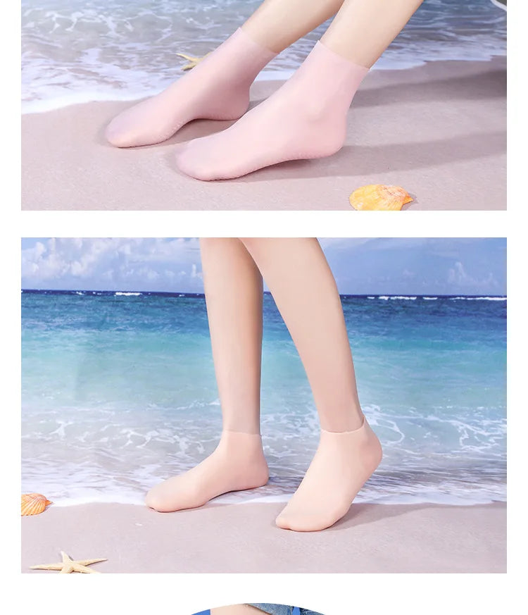 Calcetines de silicona para tracción en la playa y deportes acuáticos en terrenos rocosos