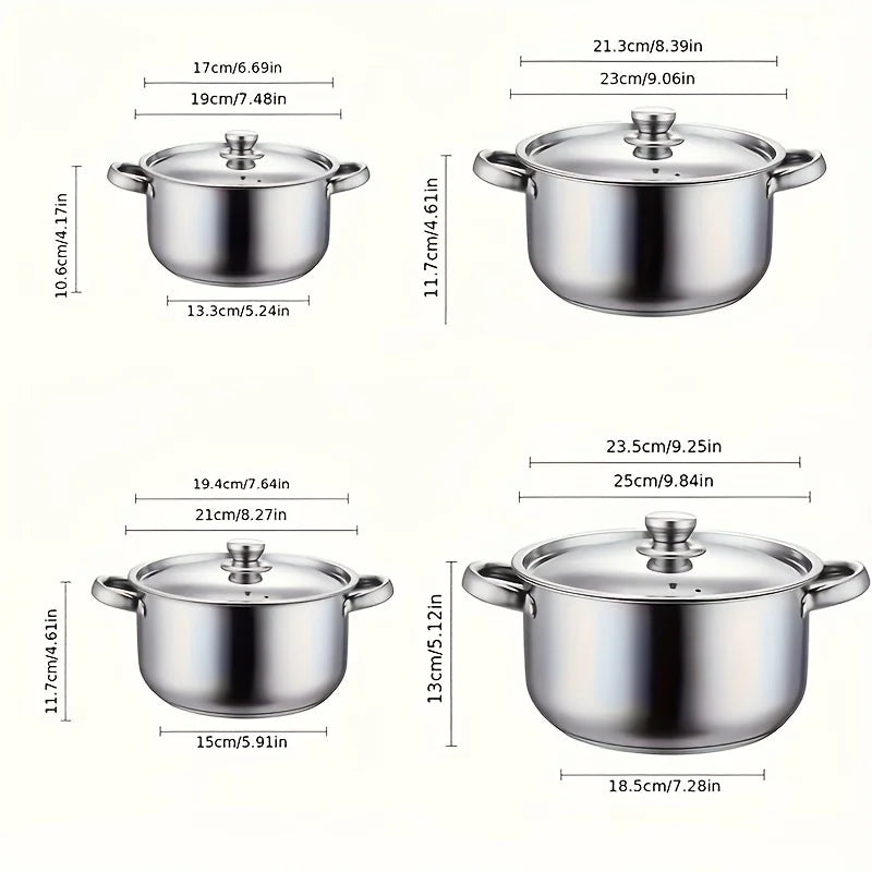 NovaChef Stainless Steel Cookware, 4-Piece Set For Everyday Use