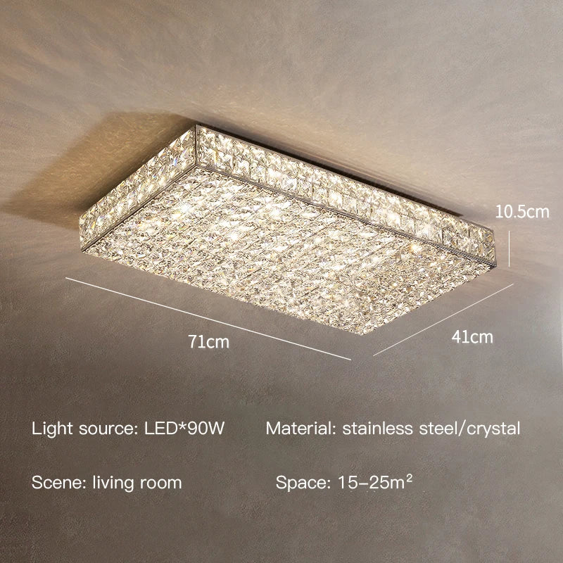 NovaLux Crystal Square Chandelier With Diamond Shine Fixture