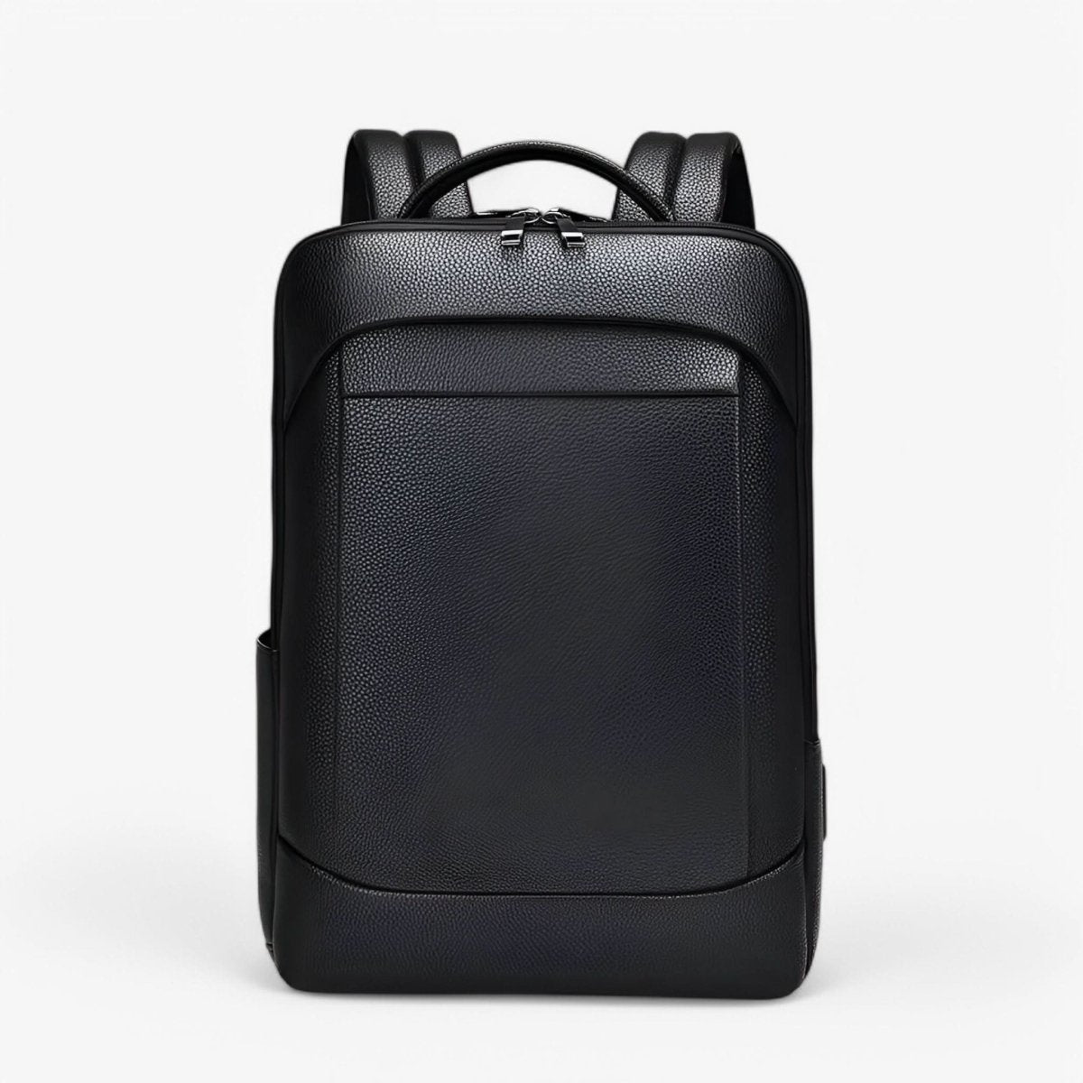 Elegant Black Leather Backpack With USB Port For 15.6-Inch Laptop