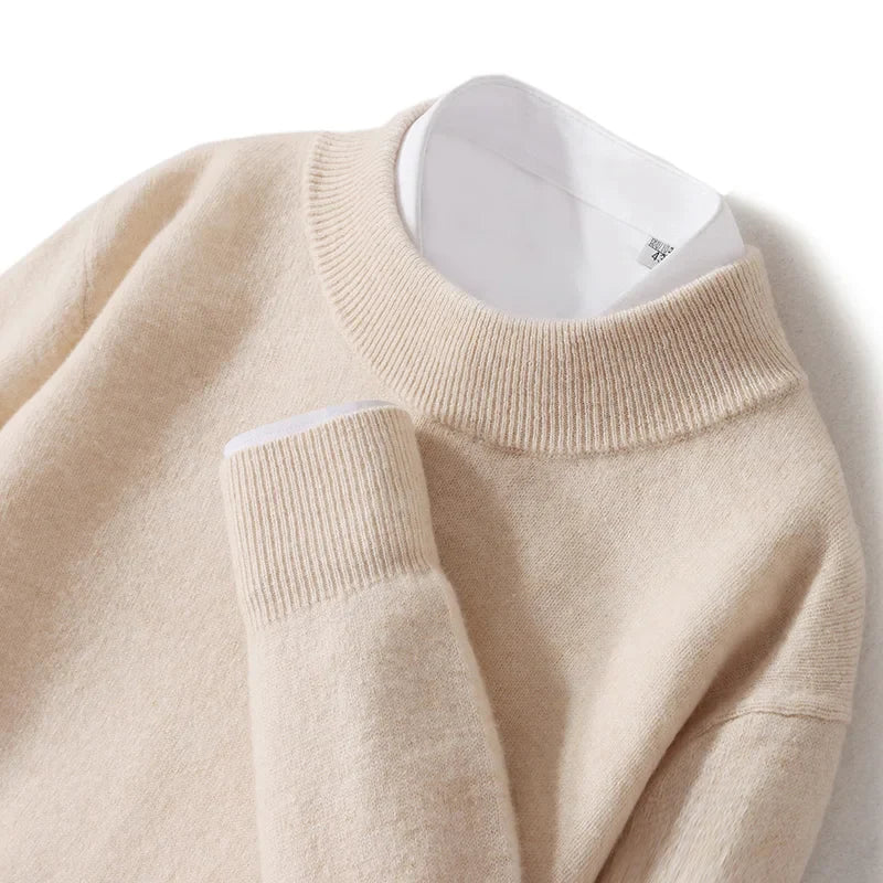 Astra Mens Pure Wool Cashmere Sweater With Half Neck Pullover