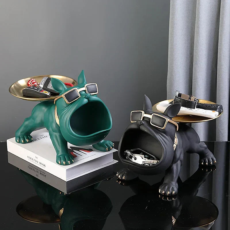 PawNook Bulldog Figurine With Built In Storage Tray For Home Decor