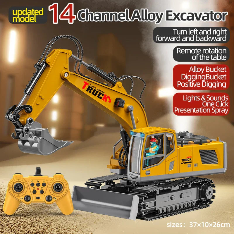 RoboExcavator Alloy RC Excavator With Lights And Sound Effects