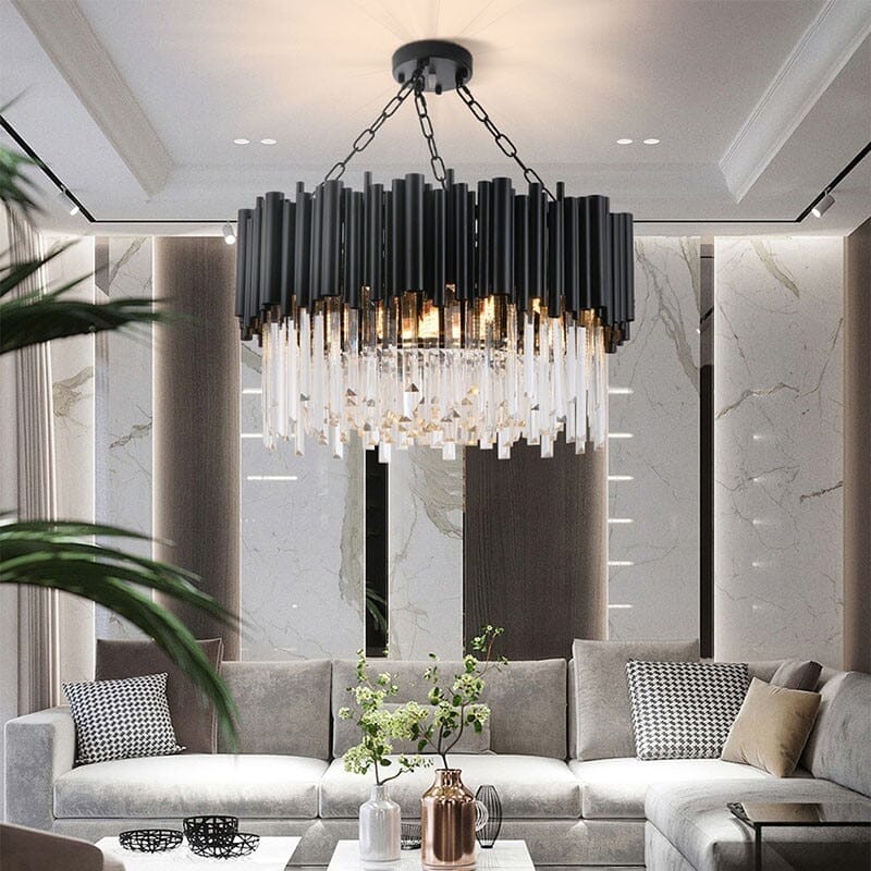 Collection de lustres en cristal Nova en finition noir mat