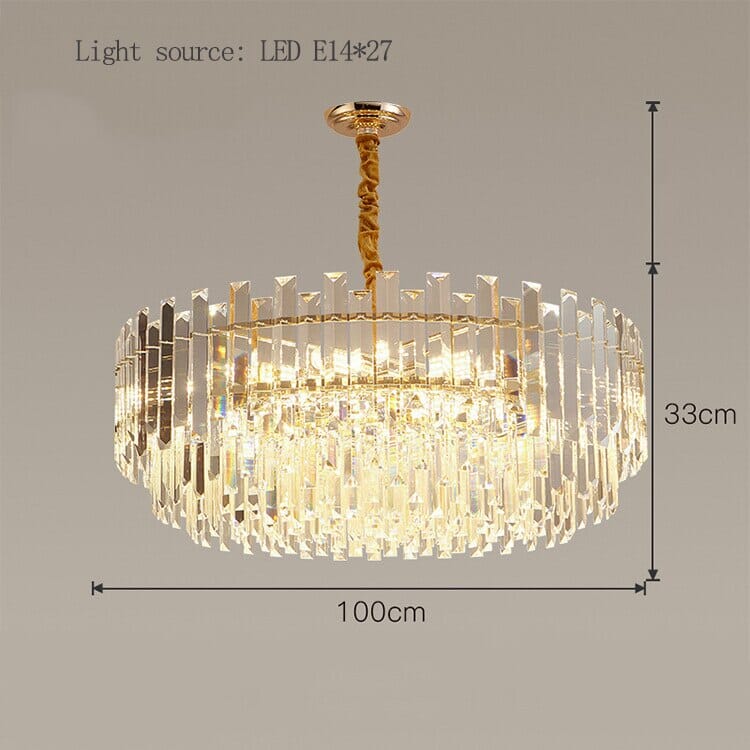 Lampadario Premium Aurelia Rotondo in Cristallo Dorato LED