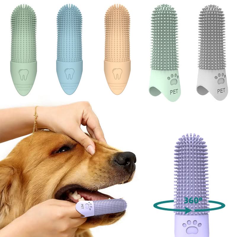 PawBright 360 Degree Finger Toothbrush For Dogs And Cats Gentle Pet Oral Care