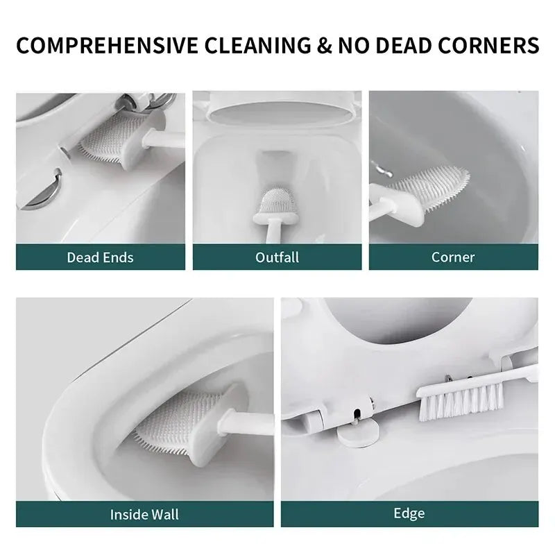 HygieBrush DuoClean seinäkiinnitteinen 2-in-1 silikoninen WC-harjasetti antibakteerisella vaikutuksella