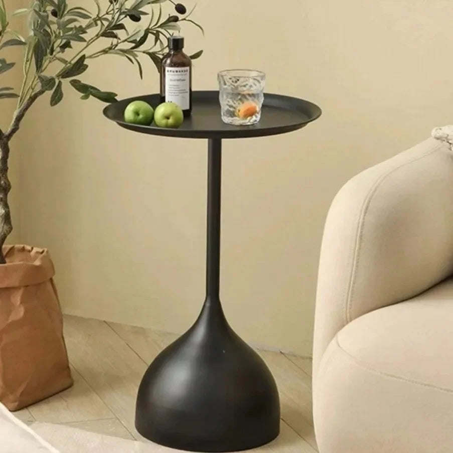 NordicLine Compact Round Metal Accent Side Table for Living Room