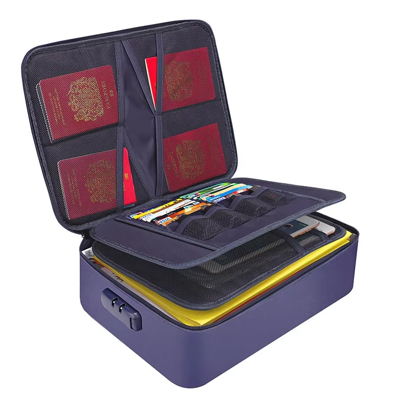 Compact Travel Document Case With Fireproof Protection And Waterproof Exterior