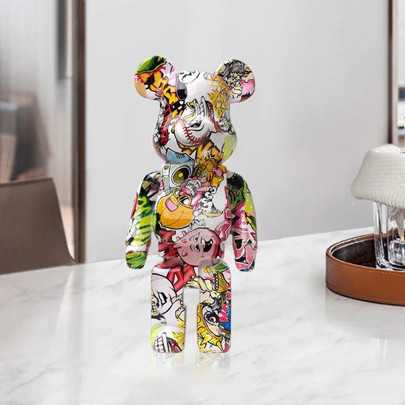 CityCub Bear Figurine In Street Art Style With Built-In Tray For Desk Or Shelf