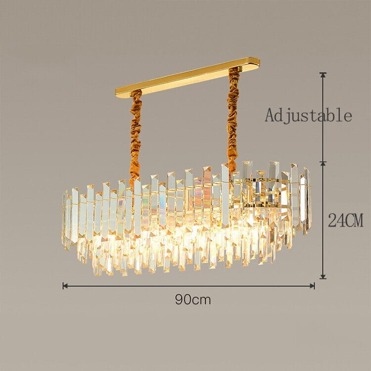 Lampadario Premium Aurelia Rotondo in Cristallo Dorato LED