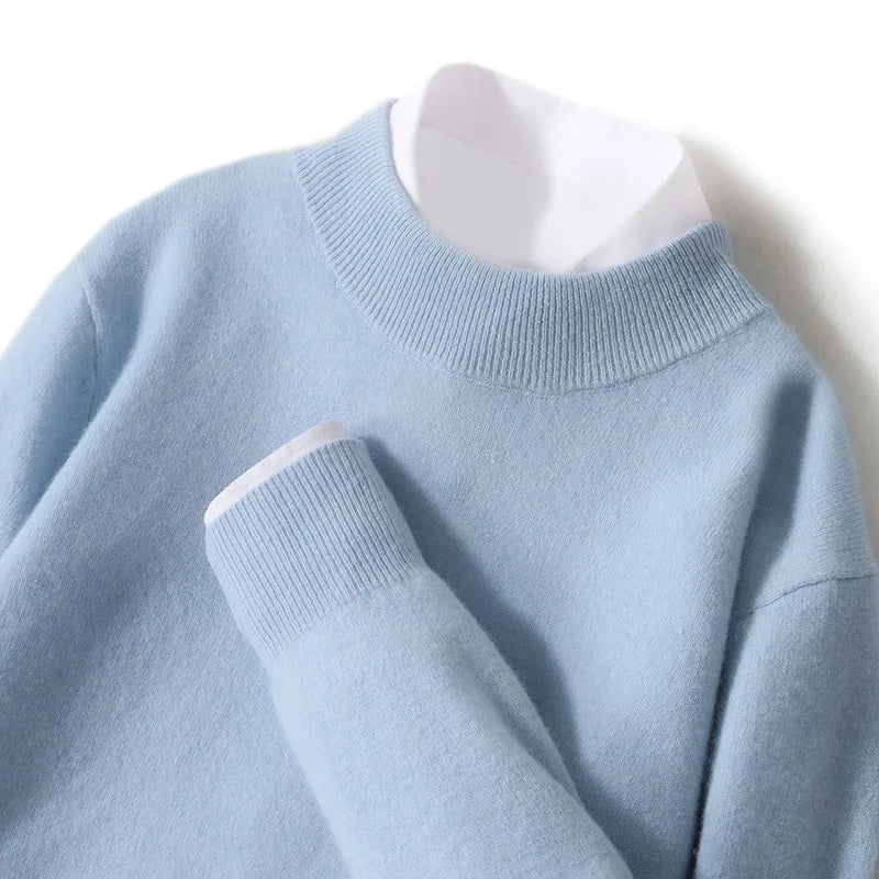 Astra Mens Pure Wool Cashmere Sweater With Half Neck Pullover
