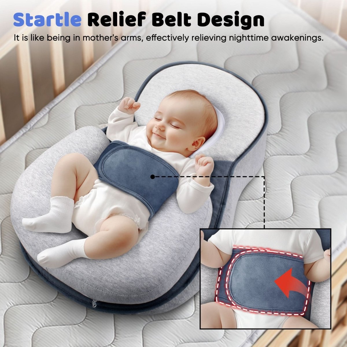 NovaNap Ergonomisches Baby-Kissen für sicheren Schlaf bei Säuglingen und Unterstützung der Kopfform