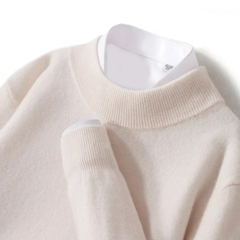 Astra Mens Pure Wool Cashmere Sweater With Half Neck Pullover