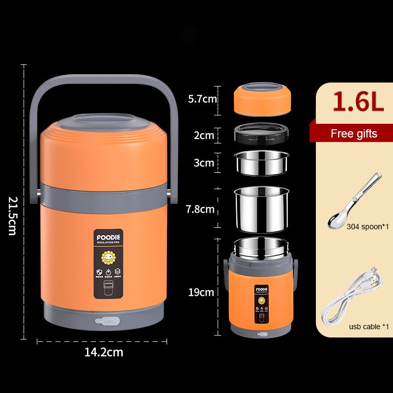 USB Heated Lunch Box | 304 Stainless Steel, Portable Food Warmer