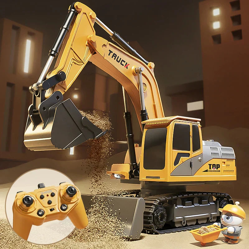 RoboExcavator Alloy RC Excavator With Lights And Sound Effects