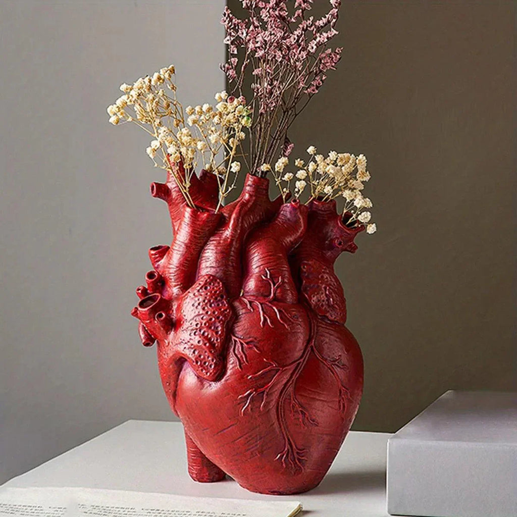 Lumen Heart Resin Vase for koselig hjemmedekor i rød, gul eller hvit