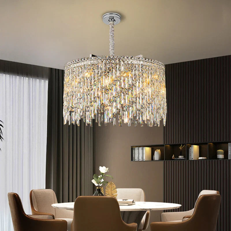Candelabru Elara Cristal cu Cristale K9 și Lumină Caldă