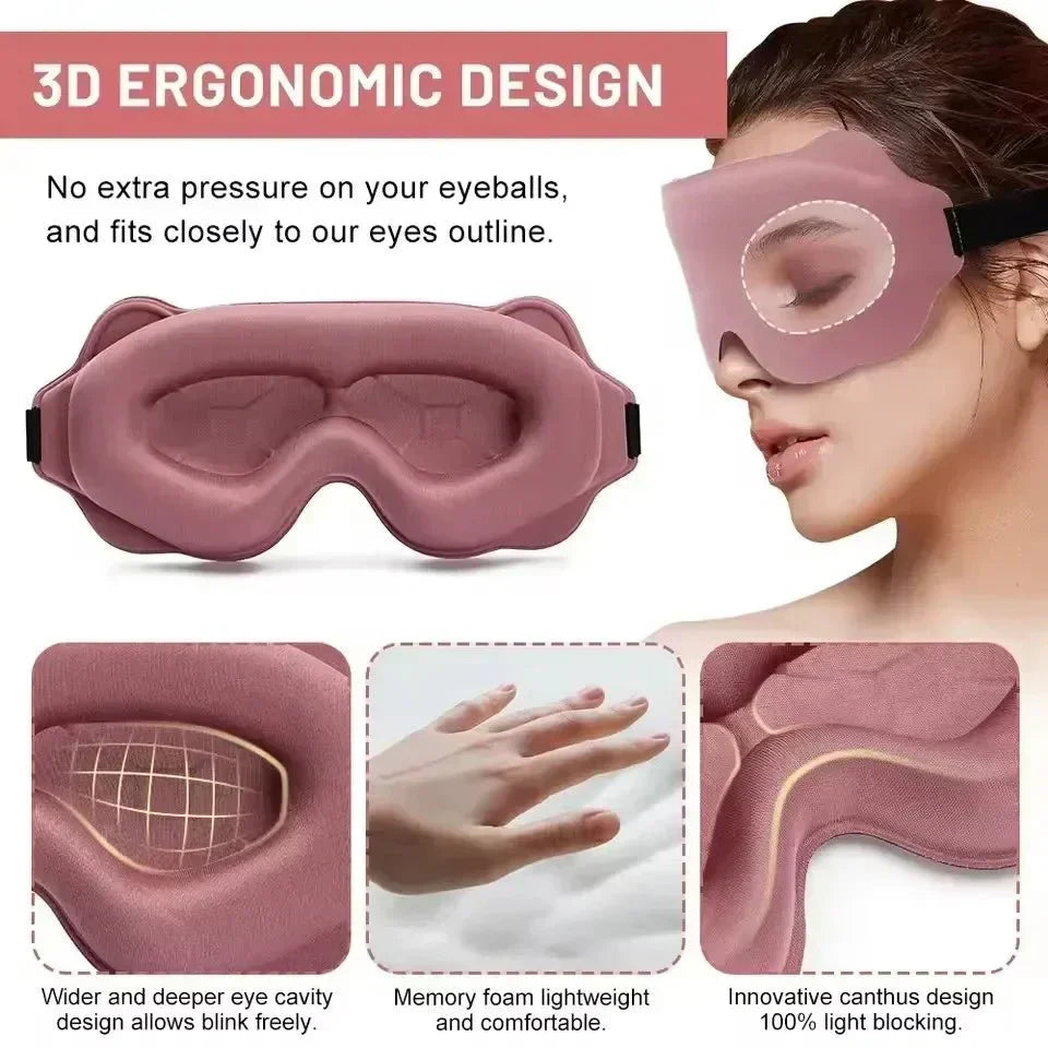 NoctiShade 6D lysblokkerende minneskum sovemaske for dyp søvn og vippeextensions