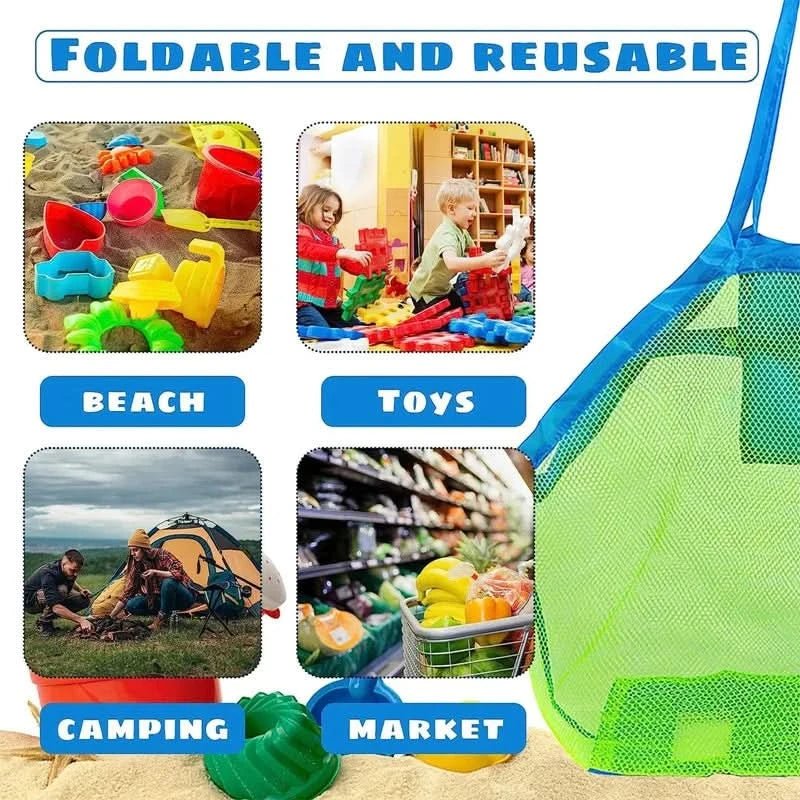 Bärbar nätpåse för barnleksaker och strandutrustning, lätt och snabbtorkande