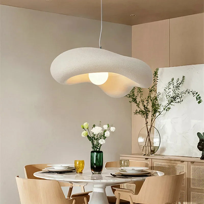 Kovara Nordic Wabi-Sabi Handcrafted Pendant Light With Polystyrene Lampshade