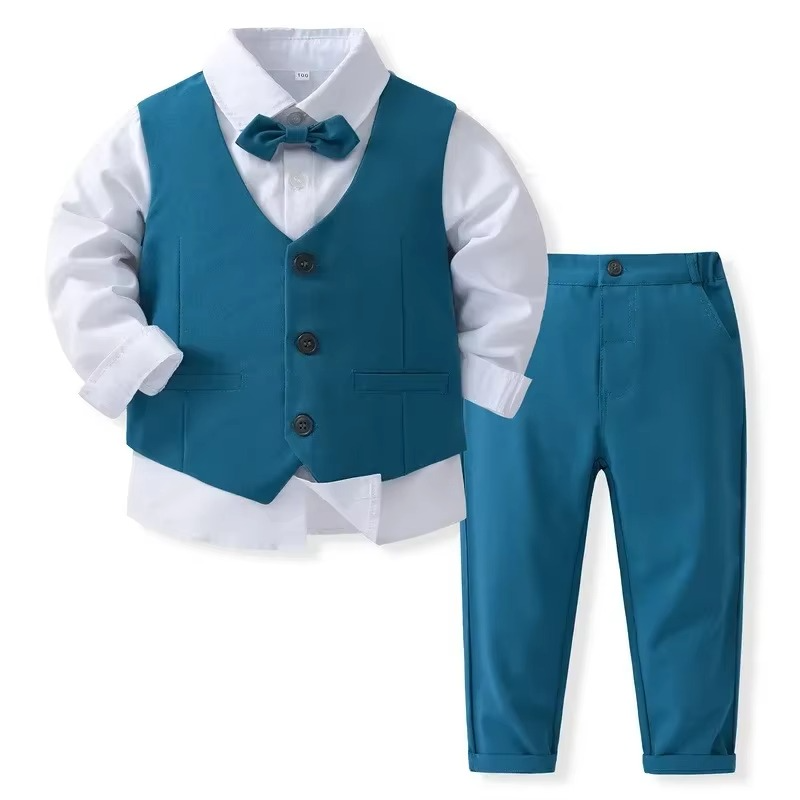 Klasický bavlněný formální outfit pro chlapce, oblečení na slavnostní příležitosti pro batolata a děti