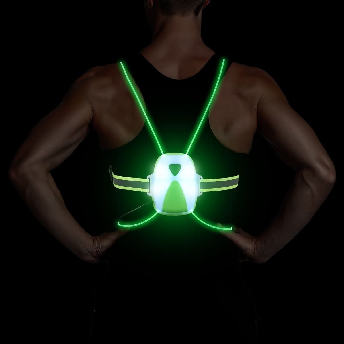 LumaSafe LED-säkerhetsväst för joggare, 6 färglägen, justerbar synlighet