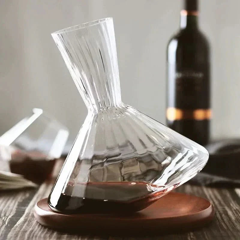 Otáčecí skleněná karafa na víno, 1 litr pro milovníky vína, elegantní stolní doplněk
