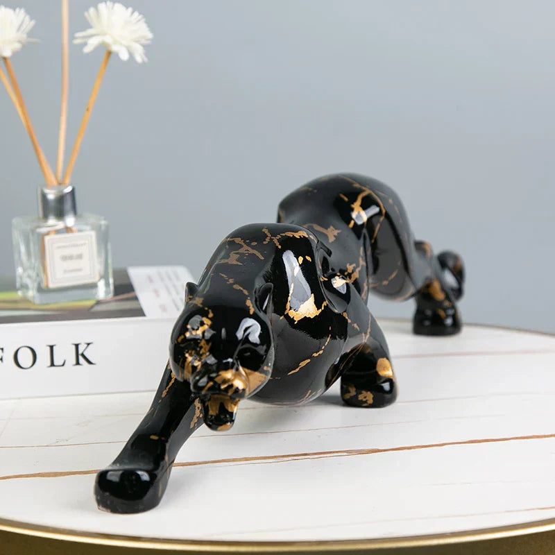 Jaguar stenen sculptuur voor klassieke woondecoratie en kunstverzamelaars