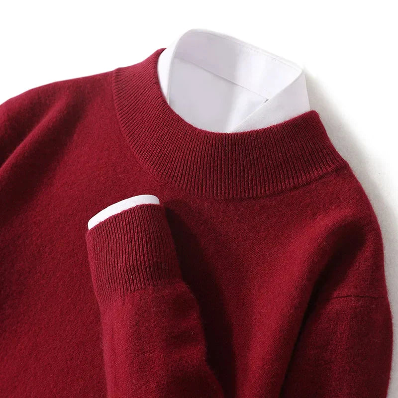 Astra Mens Pure Wool Cashmere Sweater With Half Neck Pullover